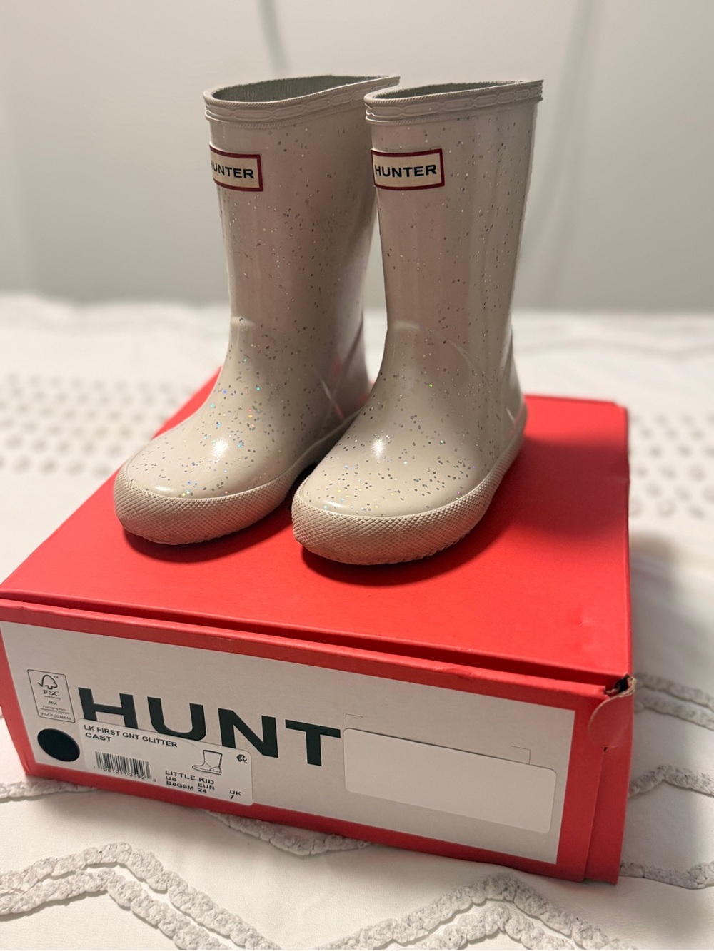 Hunter Kids White Glitter Rain Boots